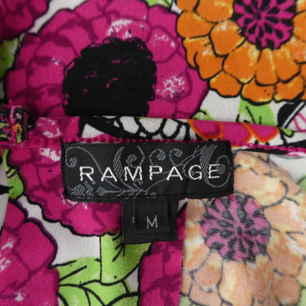 Vintage Rampage Dress Marrakesh Pleated Neck Draped Back Cutout Floral Vibrant M - Picture 9 of 12